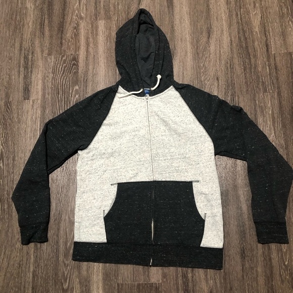 Arizona Jean Co. Gray Colorblock Raglan Full-Zip Hoodie Size L - Picture 1 of 6